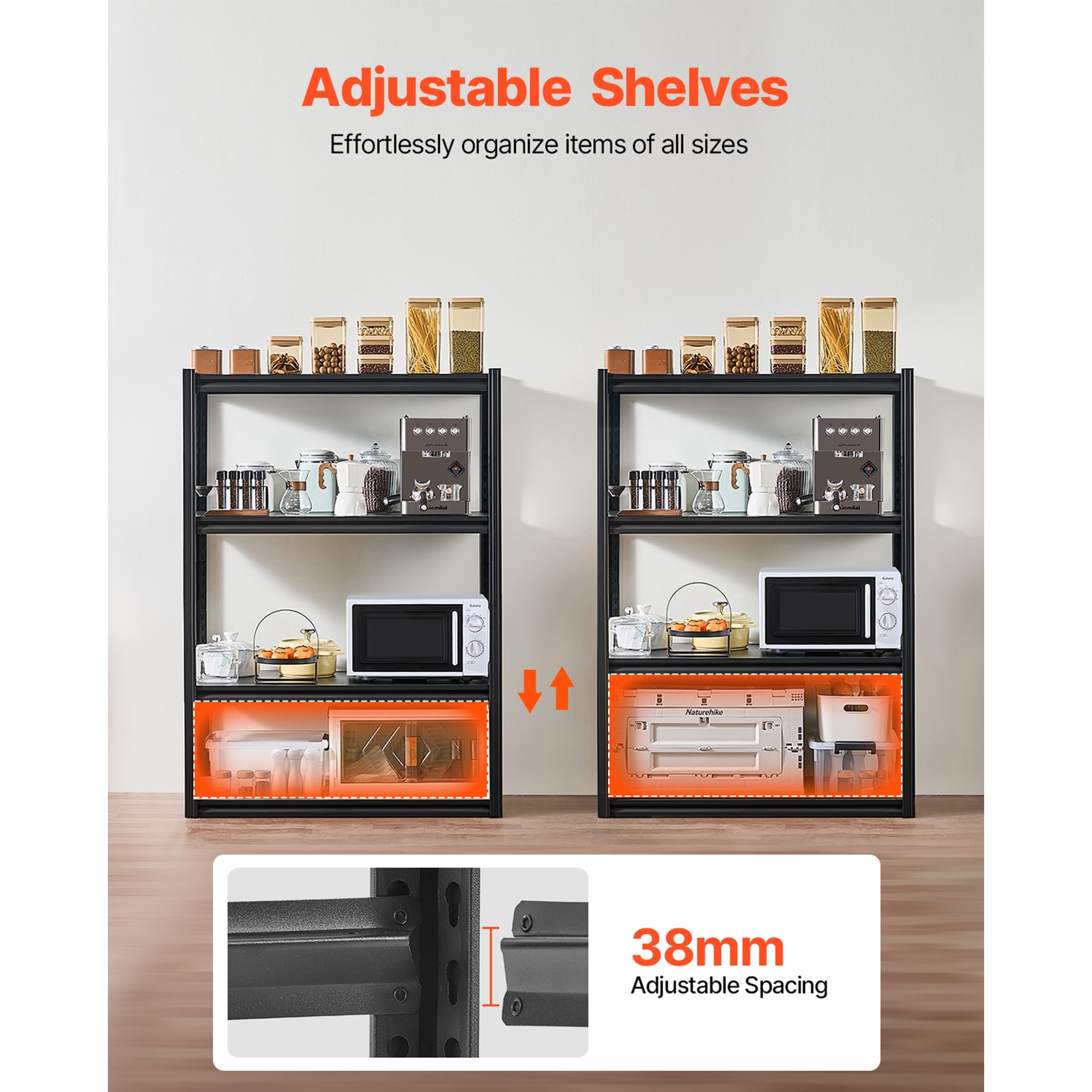 4-tier Garage Storage Shelving Heavy Duty Metal Shelving Unit_voghion.com